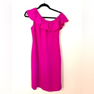 Trina Turk One Shoulder Fuchsia Dress